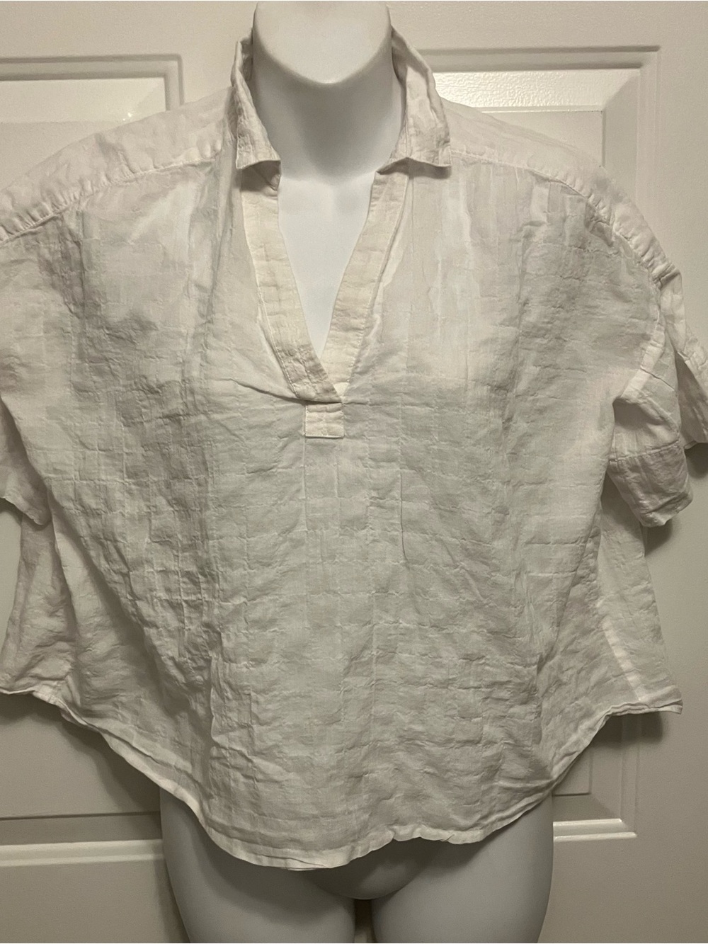 LOFT Sz Small Split-Neck Softened Tunic Crop Shirt Beachy Lightweight Coastal